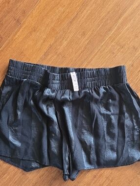 NWT Victoria's Secret Black Satin-Look Elastic Waist Shorts